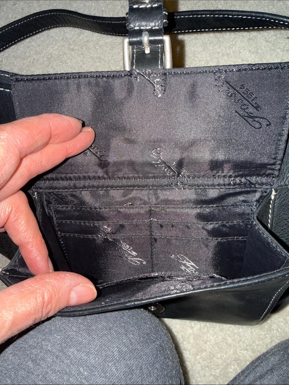 Vintage Fossil Black Leather Mini Crossbody Bag
